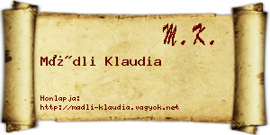 Mádli Klaudia névjegykártya